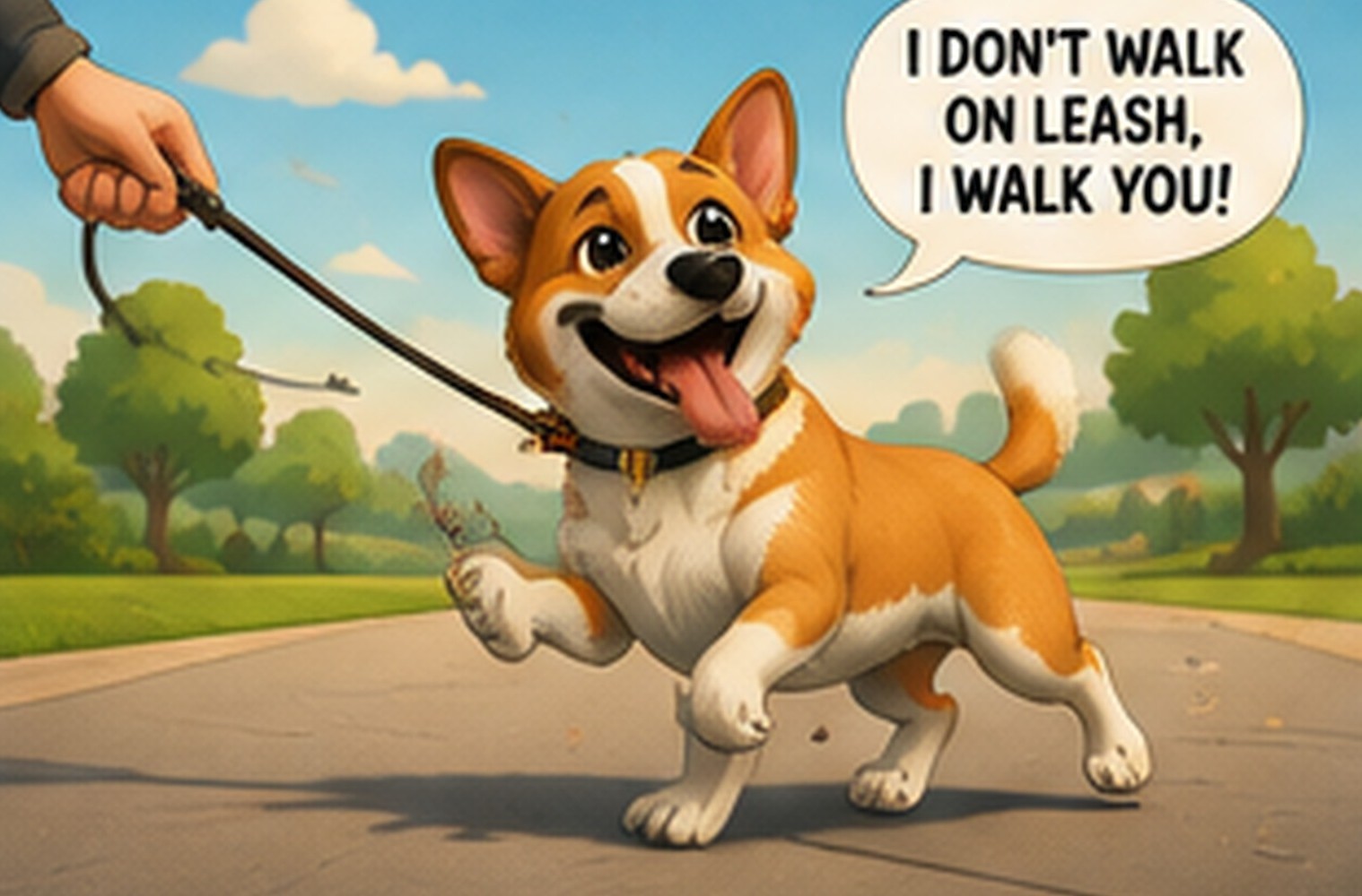 Dog receiving calm outdoor training